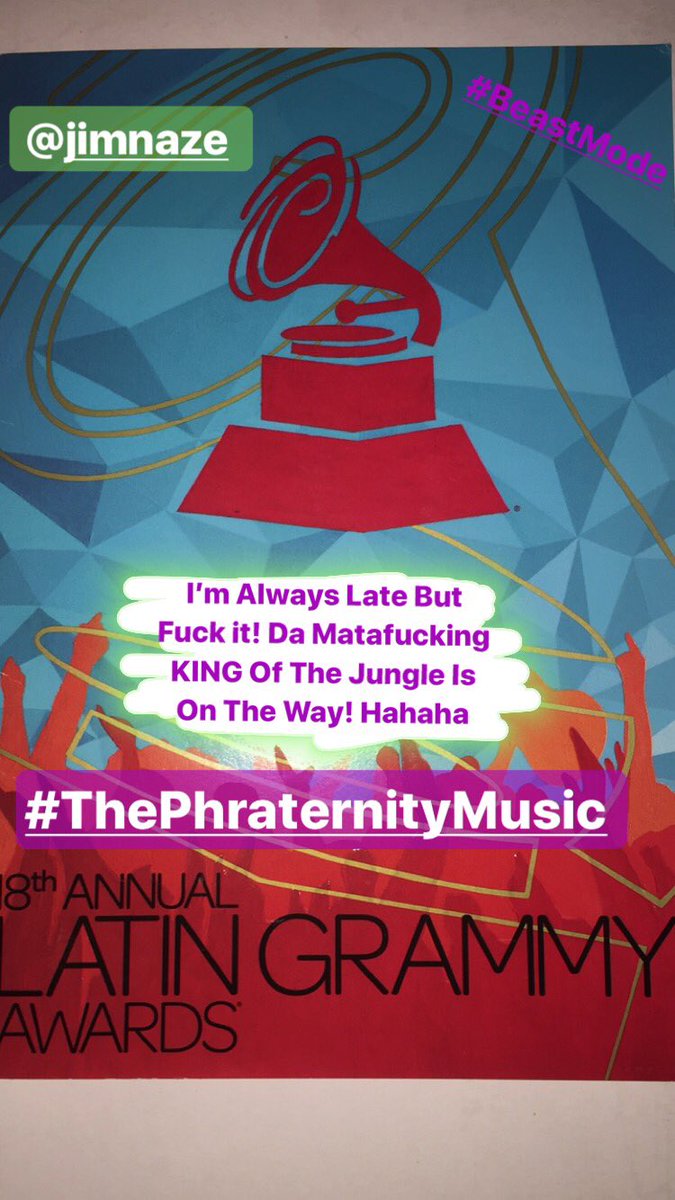 Jimnaze's tweet photo. Laying Grammys 2017 BLESED! No one helped me, I was like “dam” fuck it I’ll do it my self hahaha #Jimnaze #ThePhraternityMusic #SlowlyRising https://t.co/FBJ0VShP9Y