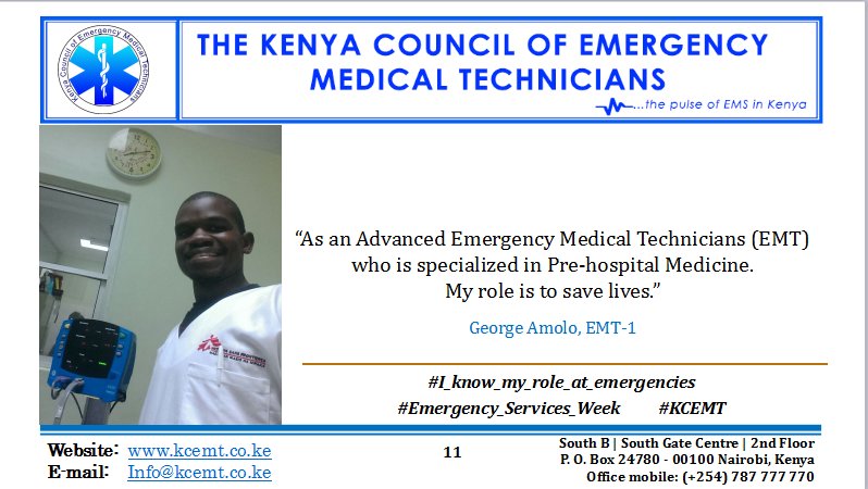 EmsKemtru's tweet photo. EMERGENCY SERVICES WEEK
@EMSWeekKenya @KCEMTKE @EliteRescueServices
@LevenApp @SafetynetConsultancy
@Komondi43 ; EMT-1
#I_know_my_role_at_emergencies
#Emergency_Services_Week
#KCEMT
#EmergencyServicesKe https://t.co/ZDgOk83SNA