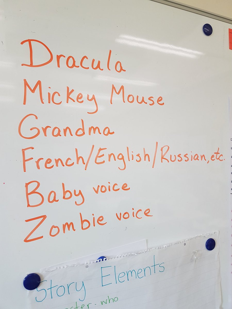 MsDonnaCopel's tweet photo. Grade 4 getting creative with reading our published pieces. Which accent would you want to read your story with? #allaboutMickeyMousevoice   #daalearning https://t.co/7zNin61y6o
