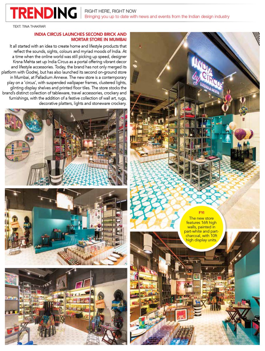 IndiaCircus's tweet photo. Thank you Trends Issue for featuring our new store opening in Lower Parel. #indiacircus #newstore #TrendsIssue https://t.co/O2VuRp1Yq4
