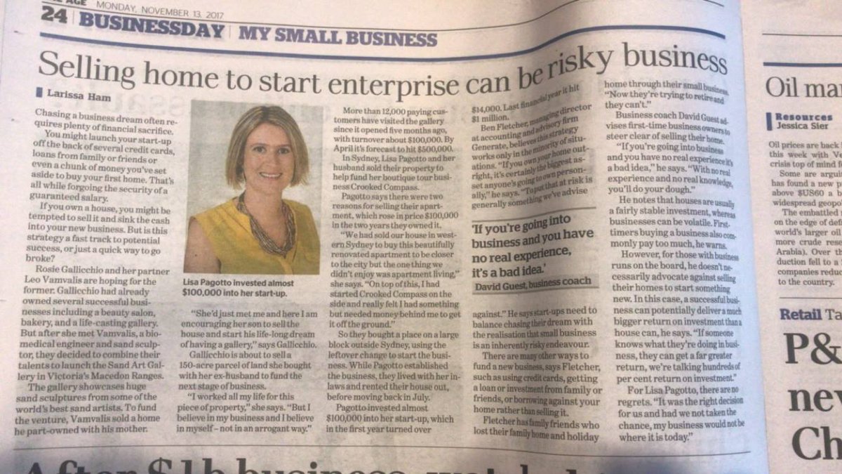 CrookedCompass's tweet photo. Chuffed to be featured in this @smh and @theage Business Day piece - https://t.co/F7nlrOkPzU #FollowADifferentPath https://t.co/nnvV6rrTR2