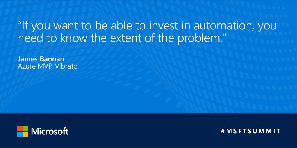 MSAU_Partner's tweet image. James Bannan, on the importance of metrics, visibility and analysis in the process of automation success for businesses. #MSFTSummit