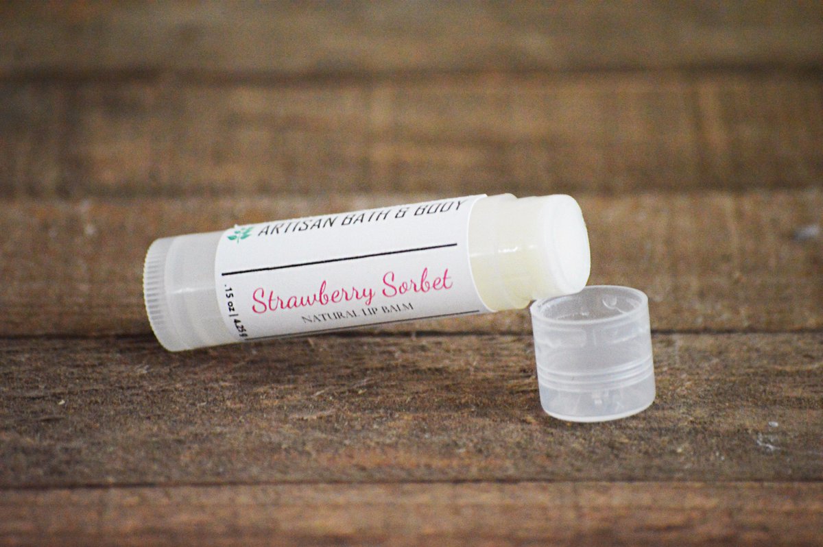 artisanbathbody's tweet photo. Just listed! Strawberry Sorbet Lip Balm. Made from vegetarian ingredients and a perfect berry-sweet flavor. Phthalate-free. Preservative-free. Great as stocking-stuffer! #natural #lipbalm #organicgifts #giftideas #stockingstuffers #etsy #etsygifts https://t.co/U3GgOOtAJr https://t.co/KtQ3bW7InW