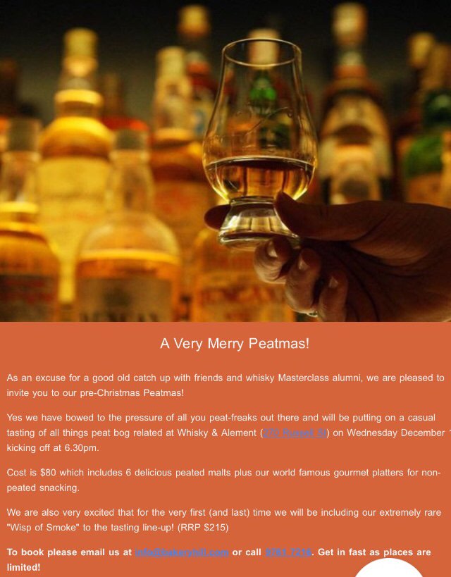 For all you Peat-Freaks out there, this ones for you! For info or bookings email info@bakeryhill.com or call us on 03 9761 7216. Mmmm peat 🤤