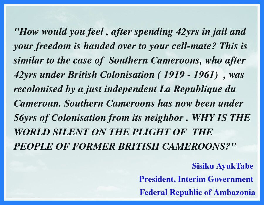 sisiku_ayuktabe's tweet photo. The world cannot be silent while the people of #SouthernCameroons are not only suffering state sponsored terrorism, tyrannical rule, long standing colonization and also facing #Genocide. 

Tag &amp; educate someone who #Silent about #Ambazonia, #SouthernCameroons #FreeAllArrested https://t.co/wiwEmNI0XV