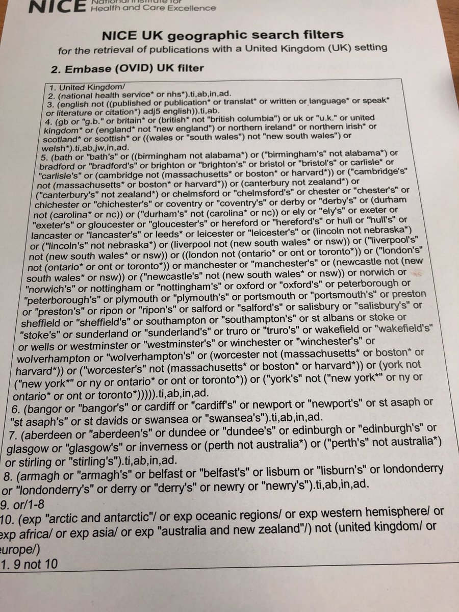 Hollingtonn's tweet image. UK geographic search filters for Embase &amp;amp; Medline! #KMinPH17