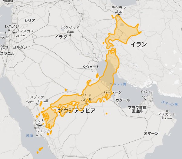 O Xrhsths Takuya Murakami Sto Twitter 知識では知っていたが 並べるとびっくり ハイライト している国がどこか分かります 中東の大国 トルコです トルコはサウジアラビアの3分の1の大きさしかない ちなみに中東で面積が一番大きいのがサウジ 2位が イラン 3位が