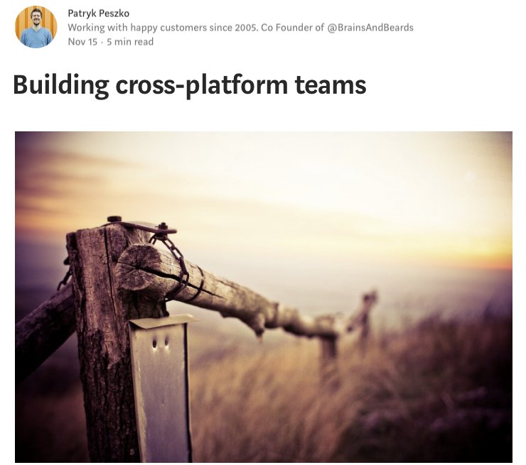 PatrykPeszko's tweet photo. I’ve just published a post about problems with scaling developer teams and how #reactNative can help you with that 💪
Enjoy ᕕ( ᐛ )ᕗ

https://t.co/DjPROWXoYZ https://t.co/TiW1dcRhqJ