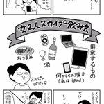 一人だけど一人じゃない？それぞれの家で相手の顔を見ながら飲むスカイプ飲み会ｗ