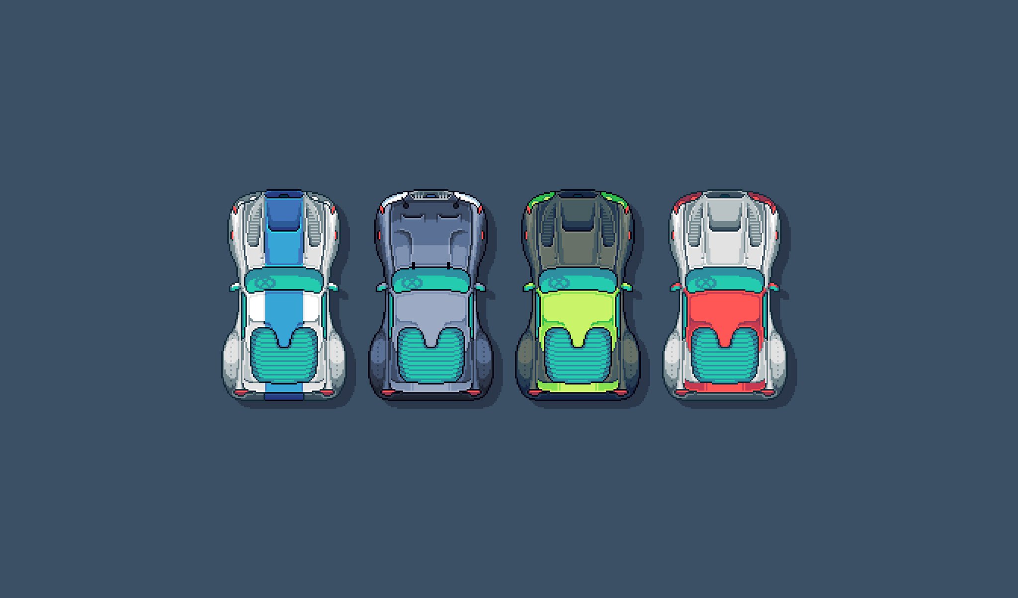 Pixel Art машина вид сверху