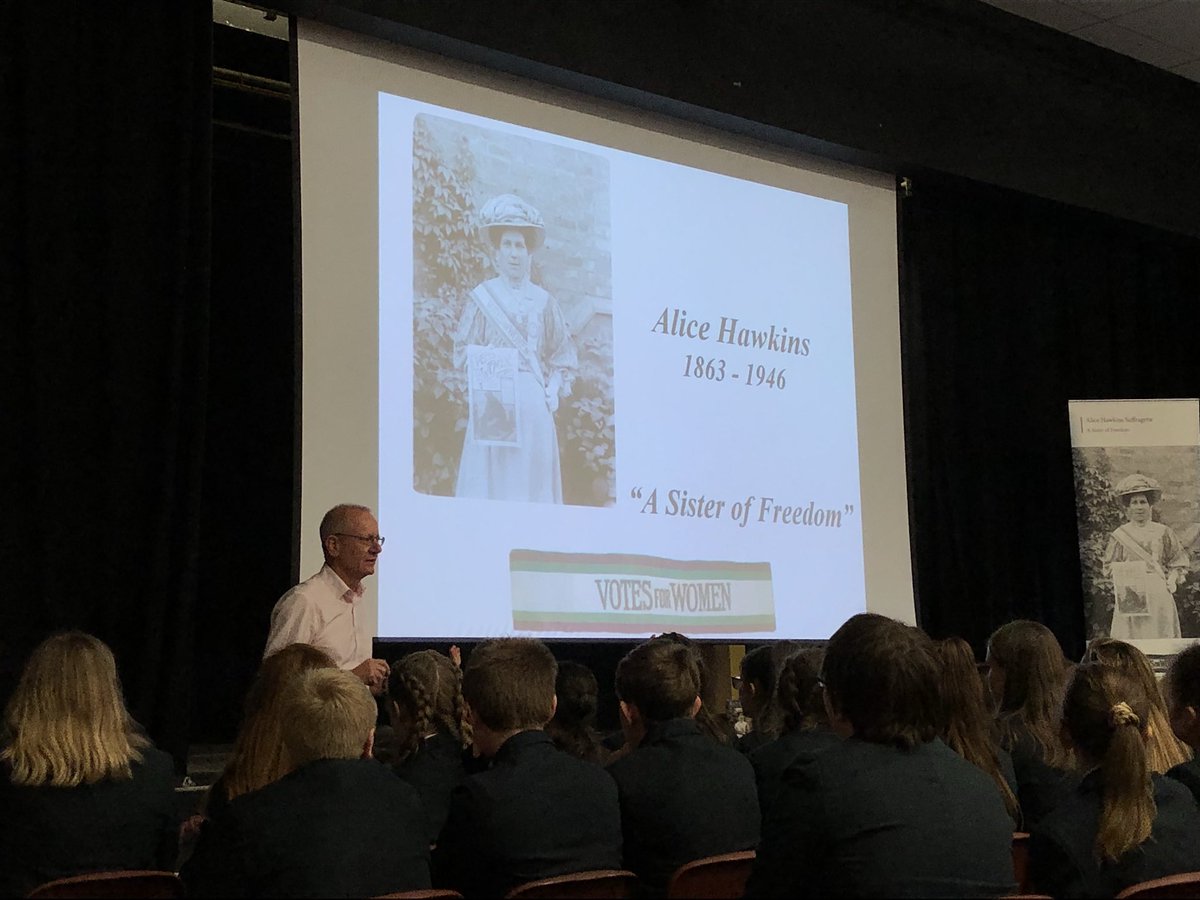 RawlinsAcademy's tweet image. Delighted to welcome Peter Barrett, great grandson of Leicester suffragette Alice Hawkins, to speak to our students this morning