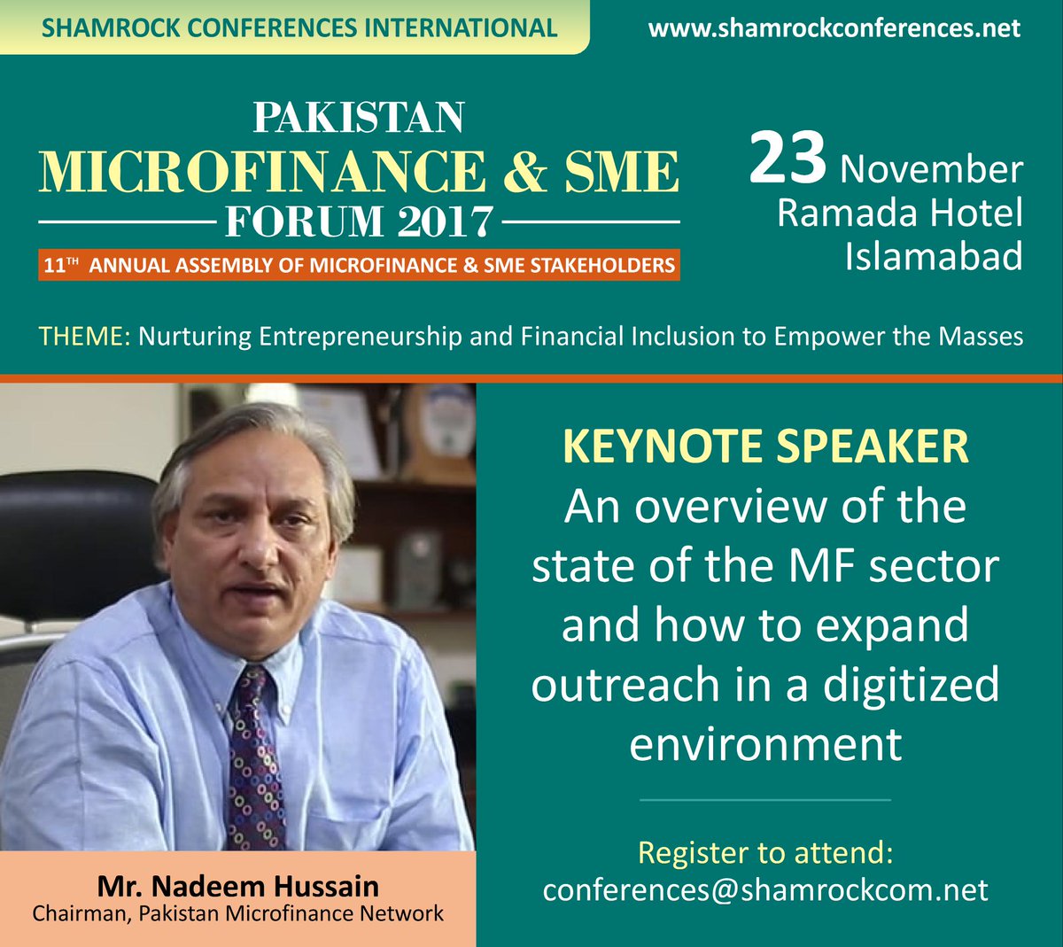 shamrockforums's tweet photo. The future of #digitization is here! Thought leaders to make their mark. Are you attending? #Pakistan #Islamabad #Ramada #Microfinance #SMEs https://t.co/S4Xbf031Rz