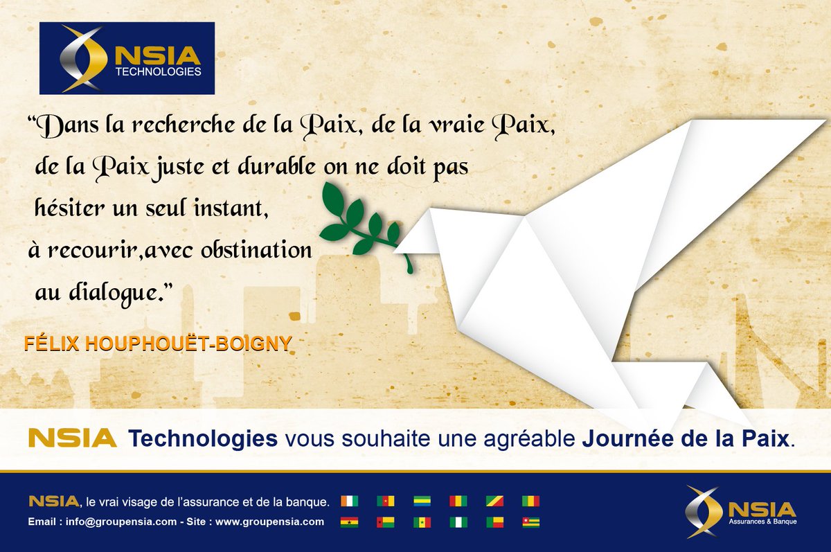 NSIATECH's tweet photo. Bonne Journée de la Paix à tous !!! https://t.co/e3XaxghkhN