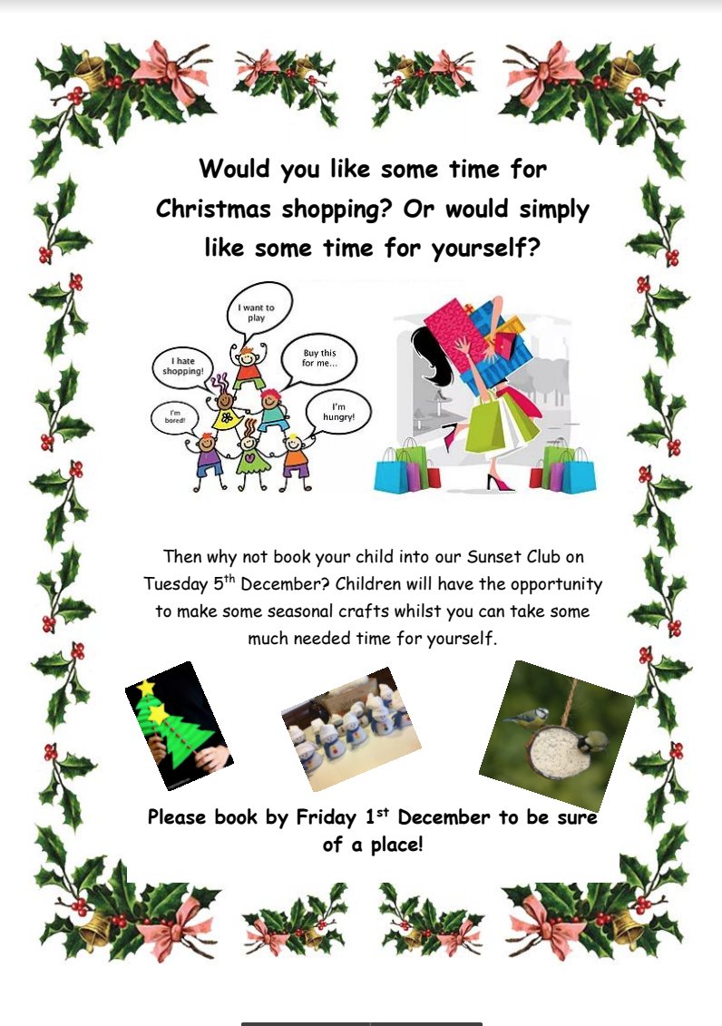 <a href="/GBS_Sunset/">Sunset</a> Club Christmas activities, Tuesday 5th December. Book your place #gbs4arts