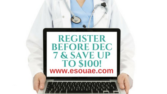 Join over 1,000 colleagues at #ESOUAE2017, 14 - 16 Dec, 2017. Register before Dec 7 &amp; save $100! Register here - ow.ly/nFDW30gzM8q . #ophthalmology #eyenews #eyecare #medicalmeetings