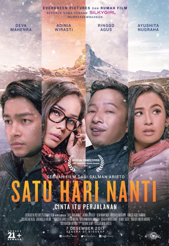 Poster dan teaser trailer untuk film terbaru arahan <a href="/salmanaristo/">salman aristo</a>, ‘Satu Hari Nanti,’ yang dibintangi <a href="/DevaMahenra/">Deva Mahenra</a> <a href="/AdiniaWirasti/">Adinia Wirasti</a> <a href="/ringgoagus/">ringgoagus</a> @ayushitaaa dan akan rilis 7 Desember 2017 mendatang. youtu.be/jqOL8PCrIdI