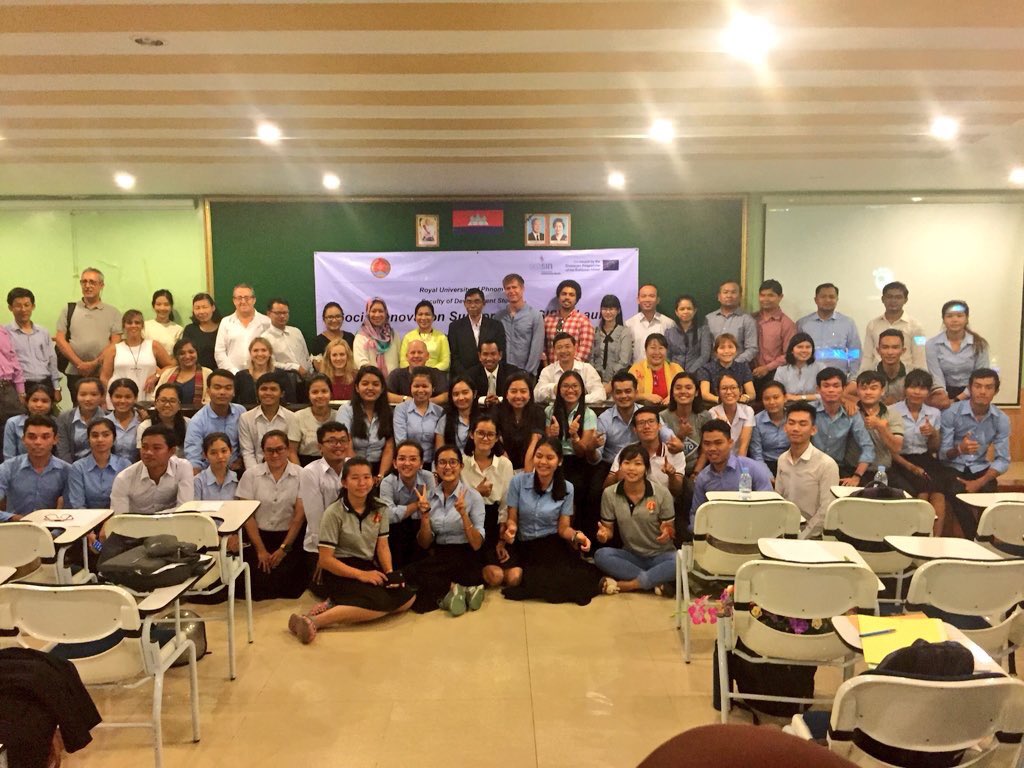 Great launch of Social Innovation Support Unit at #RUPP Cambodia as part of #SEASIN! Great student projects involving communities! #socent