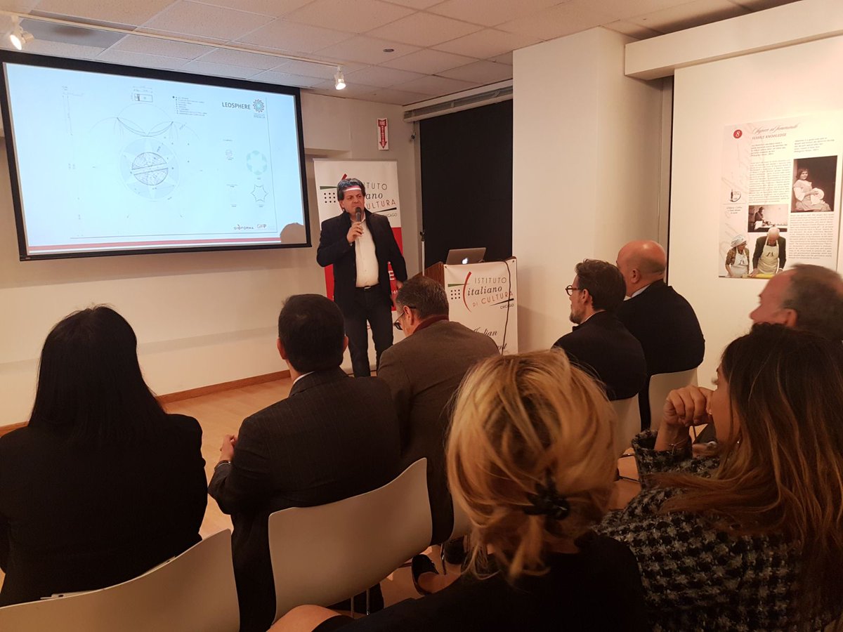 OrgoglioBrescia's tweet photo. All’Italian Cultural Institute di Chicago, #OrgoglioBrescia ha offerto un’anteprima di quello che sarà #Leosphere, raccontando la nascita del progetto, gli ideali che lo hanno ispirato e le prospettive che offre.

Paolo Franceschetti, @Giancatura, GIO' FORMA, GAPprogetti https://t.co/5PIYAVmxUB