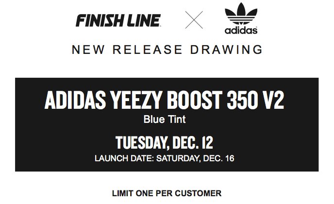 finish line yeezy raffle locations