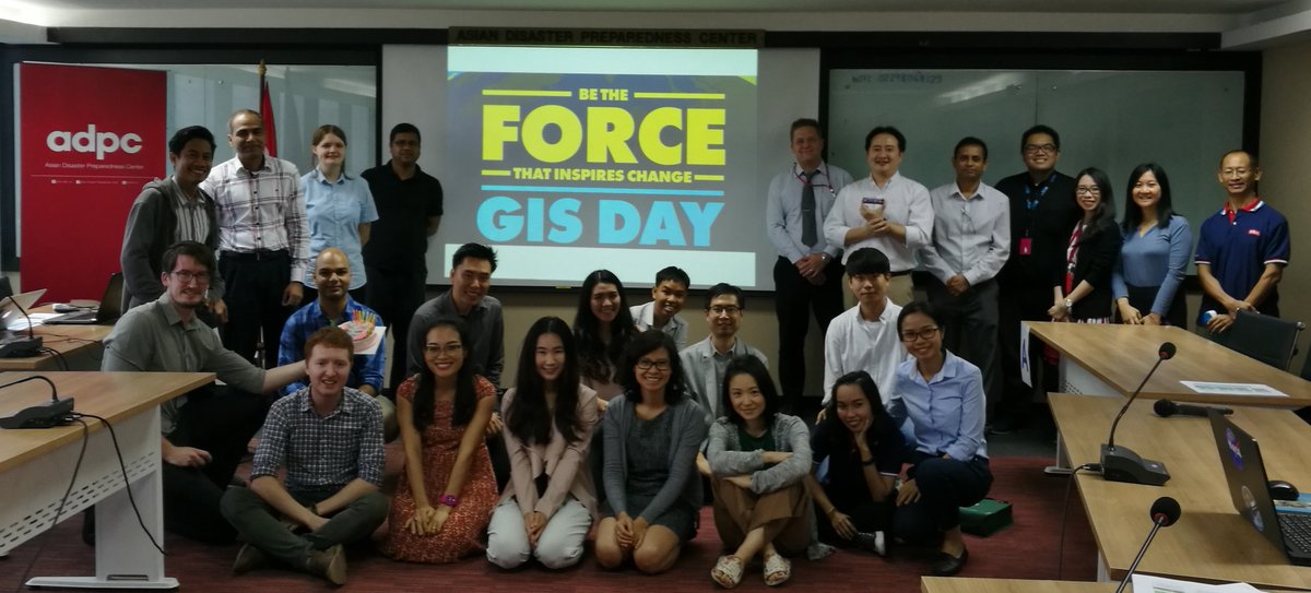 ADPCnet's tweet photo. Happy #GISDay from all of us at @ADPCnet! We celebrate the role of #GIS in creating #resilience to #naturalhazards in #Asia and the Pacific through programs like #SERVIRMekong #Space2Village https://t.co/tx8dwAw5eH @SERVIRGlobal https://t.co/2Oer624ZKb