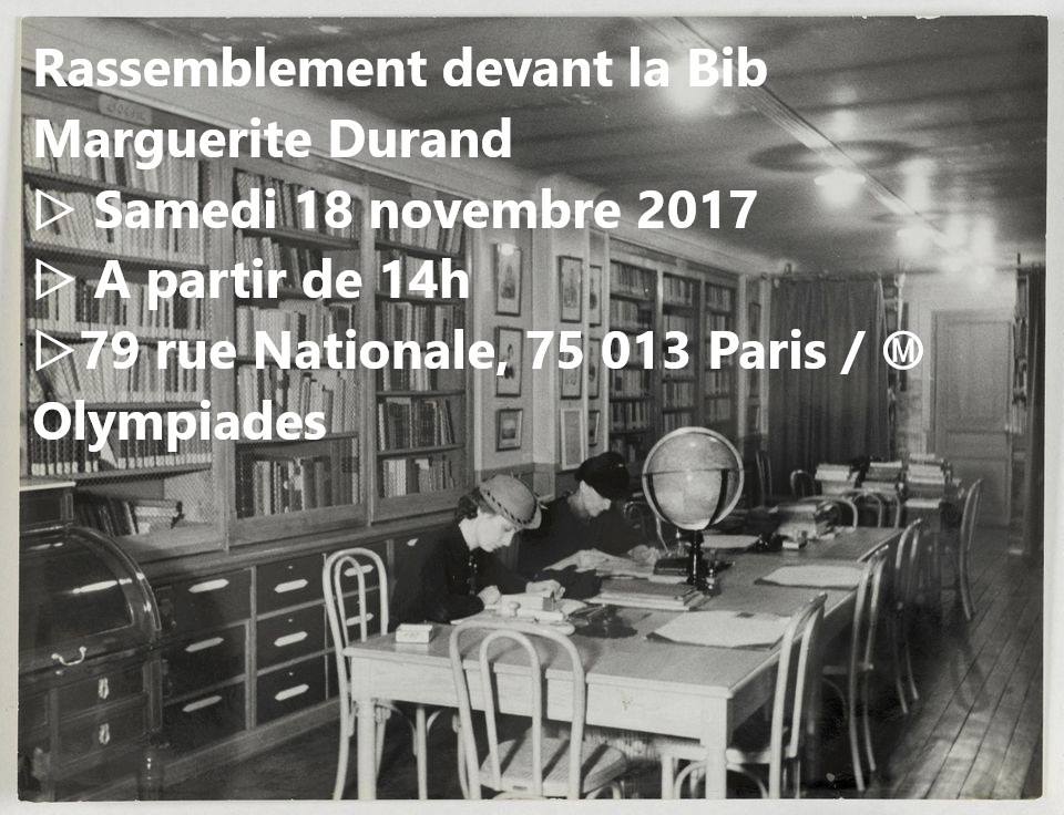 Rassemblement samedi à 14h pour sauver la « Bibliothèque des Femmes et du Féminisme »! En pleine actualité sur le #harcelement, il est important que la bibliothèque Marguerite Durand ne devienne pas invisible avant de disparaitre @CgtDac #BMD #Paris facebook.com/events/2299742…