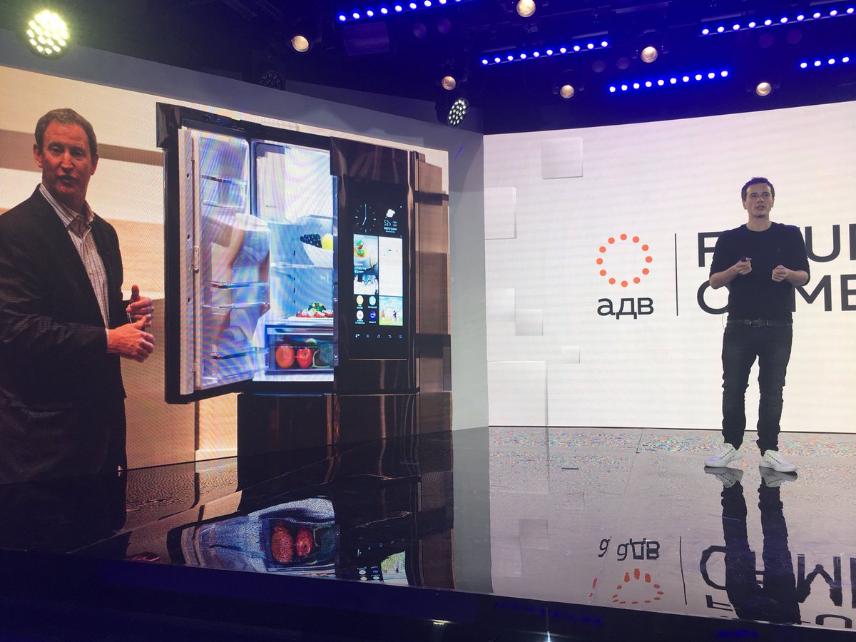 mdial's tweet photo. How do you sell to a fridge? It's an important question, says @nicoliver86 at #fom2017... Really, it's about programming the algorithm using data... But who owns that data? https://t.co/TLFA41Hg2w