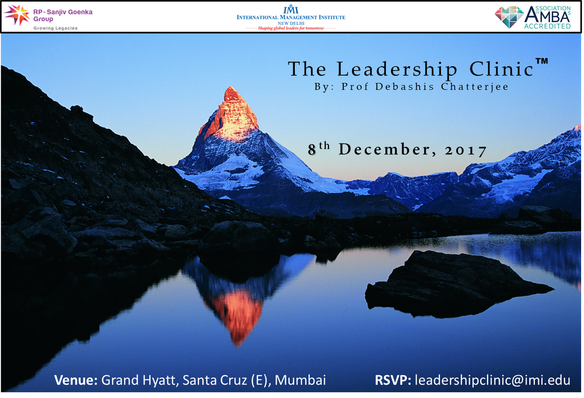 LeaderClinic's tweet photo. Register for IMI Leadership clinic by Prof. Debashis Chatterjee. https://t.co/xV20N9JRW9