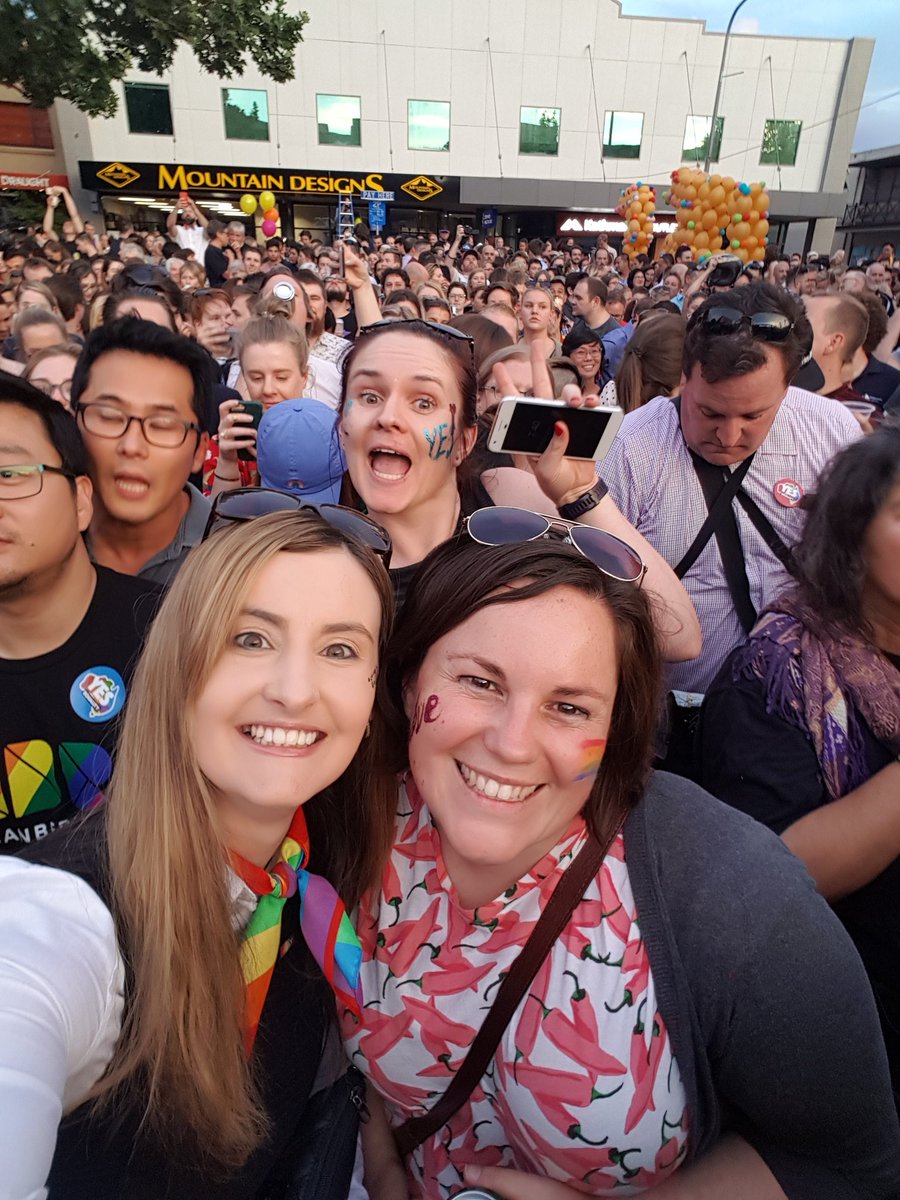 _outRAGEjess's tweet photo. My rainbow squad in #Canberra. π
#AustraliaSaysYes #MarriageEquality #PostYourYES #straightally #braddon #lovewins https://t.co/Pw76qSOUQZ