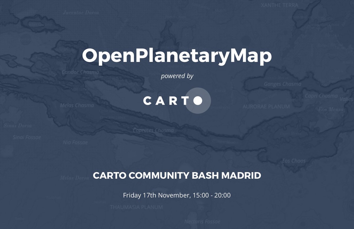 Excited to present @openplanetary #OpenPlanetaryMap project to the <a href="/CARTO/">CARTO</a> community in Madrid this Friday ! go.carto.com/carto-communit…