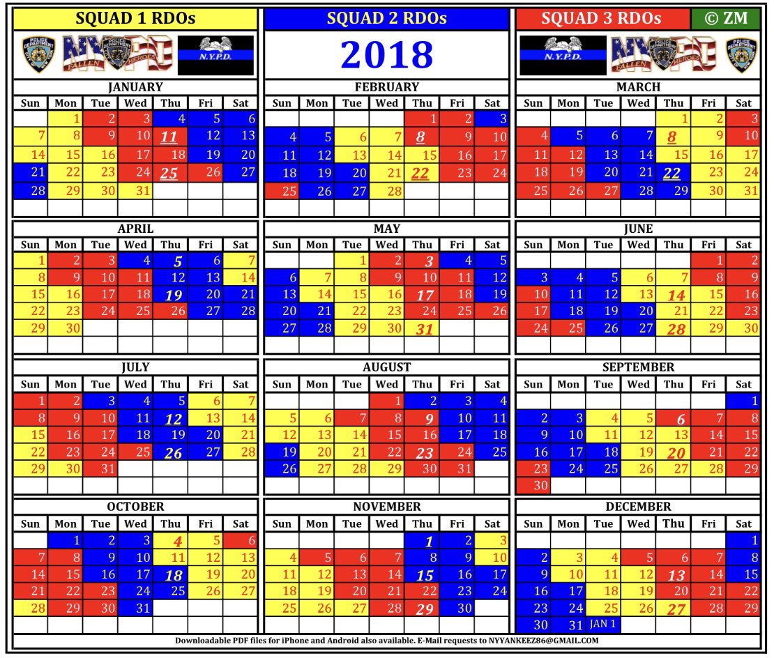 Nypd Rdo Calendar 2022 Zee On Twitter: "2018 @Nypdnews Squad Rdo Calendar. Dm Me For A Clearer  Copy. @Nypdmuslim @Nypdpals @Nypdcops3100 @Nypddesi  Https://T.co/Uis5Eeqjxt" / Twitter