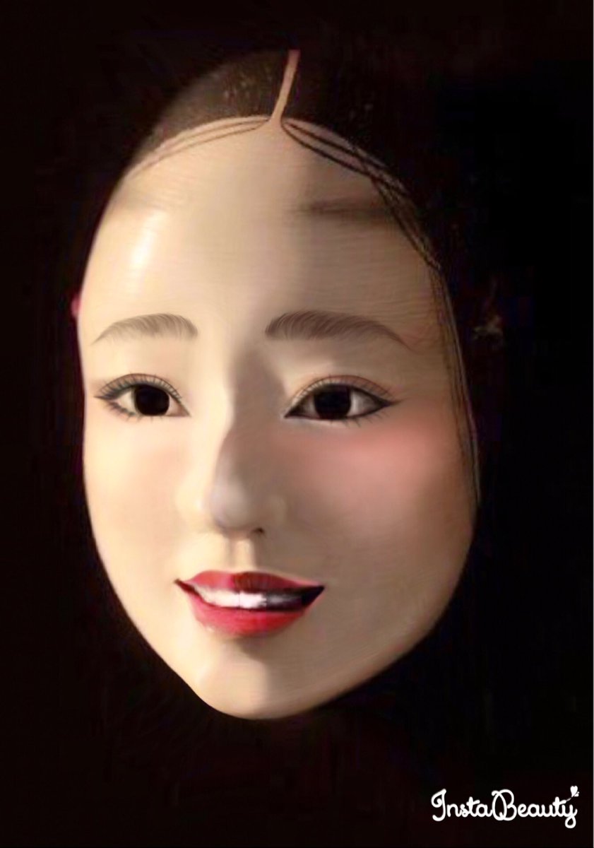ベニコザ イラストレーター Na Twitterze 能面チャレンジ Instabeauty でごりごり顔を成形して 仕上げにちょっとお化粧をば こういうの大好き 好みが出るよね