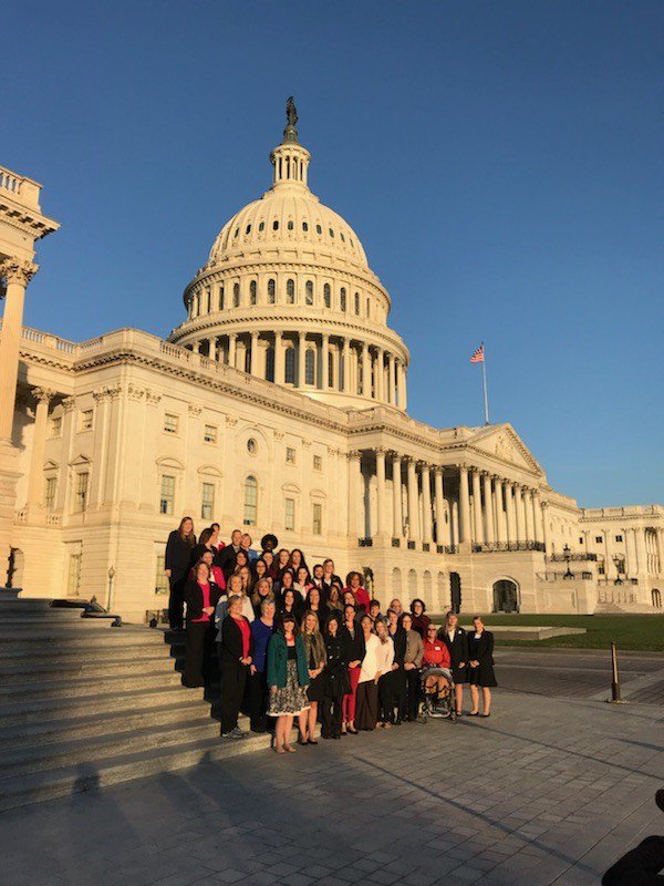 DoleFoundation's tweet photo. This morning @SenatorCollins and Senator Elizabeth Dole co-hosted a breakfast for our Dole Caregiver Fellows to inspire them before their Congressional meetings later today. Check out the picture of the crew in front of the U.S. Capitol! https://t.co/aoIwN47Efg