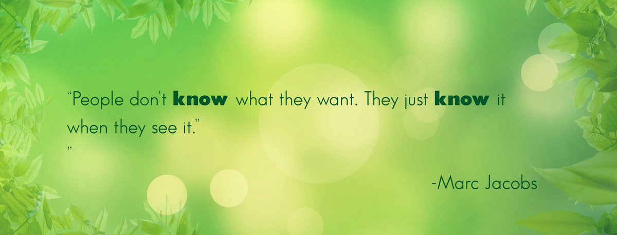 paletteenvy's tweet photo. “People don’t know what they want. They just know it when they see it.”

— @marcjacobs 
#fashion #qotd #PaletteEnvy #style https://t.co/6UjfhTbrOo
