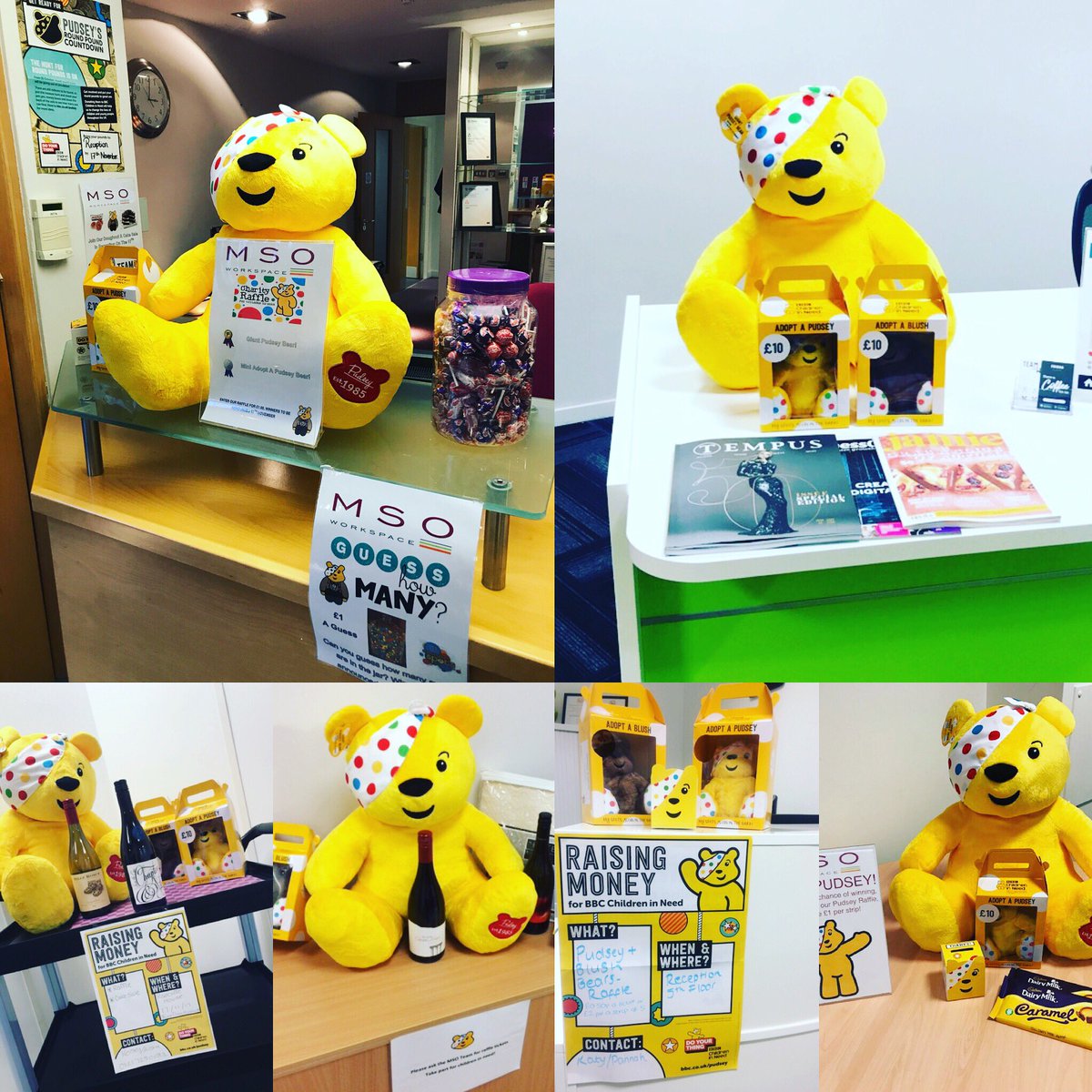 MSOWorkspace's tweet photo. Pudsey out and about! Great Children in Need displays by our locate centre teams! #msoworkspace #BBCCiN https://t.co/A8RbWV6Vsb
