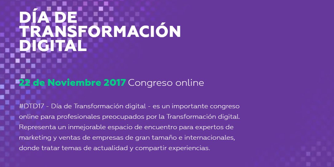 Os invito al próximo evento online que organiza <a href="/semrush_es/">Semrush en Español</a>  #DTD17 para  profesionales preocupados por la Transformación Digital. Regístrate gratis❗️👉 diadetransformaciondigital.com
