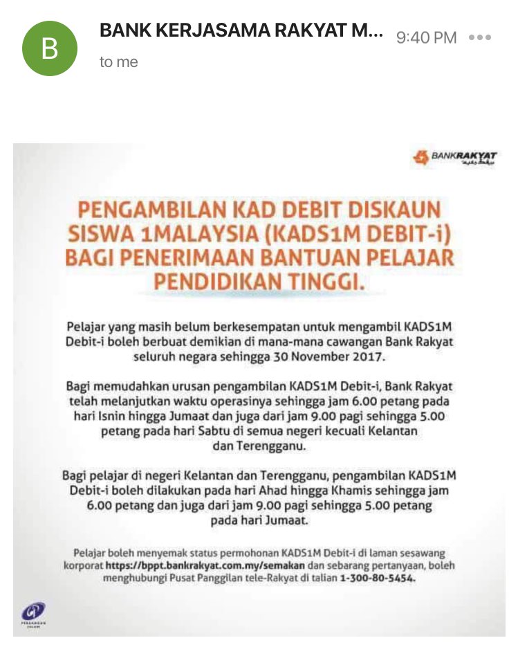 On Twitter Siapa Belum Ambil Lagi Kad Debit Siswa Tue Boleh Ambil Kat Mana Mana Cawangan Bank Rakyat Before 30 November Nie