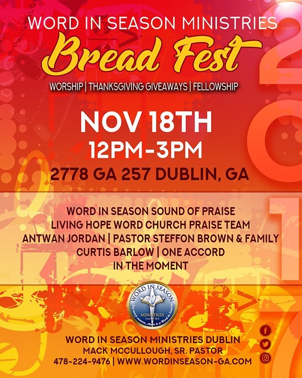 mywism's tweet photo. We have the performance line-up for Bread Fest on Saturday! Come enjoy, worship, fellowship and grab your FREE Thanksgiving giveaways. #breadfest2017 https://t.co/72yq9kXUA5