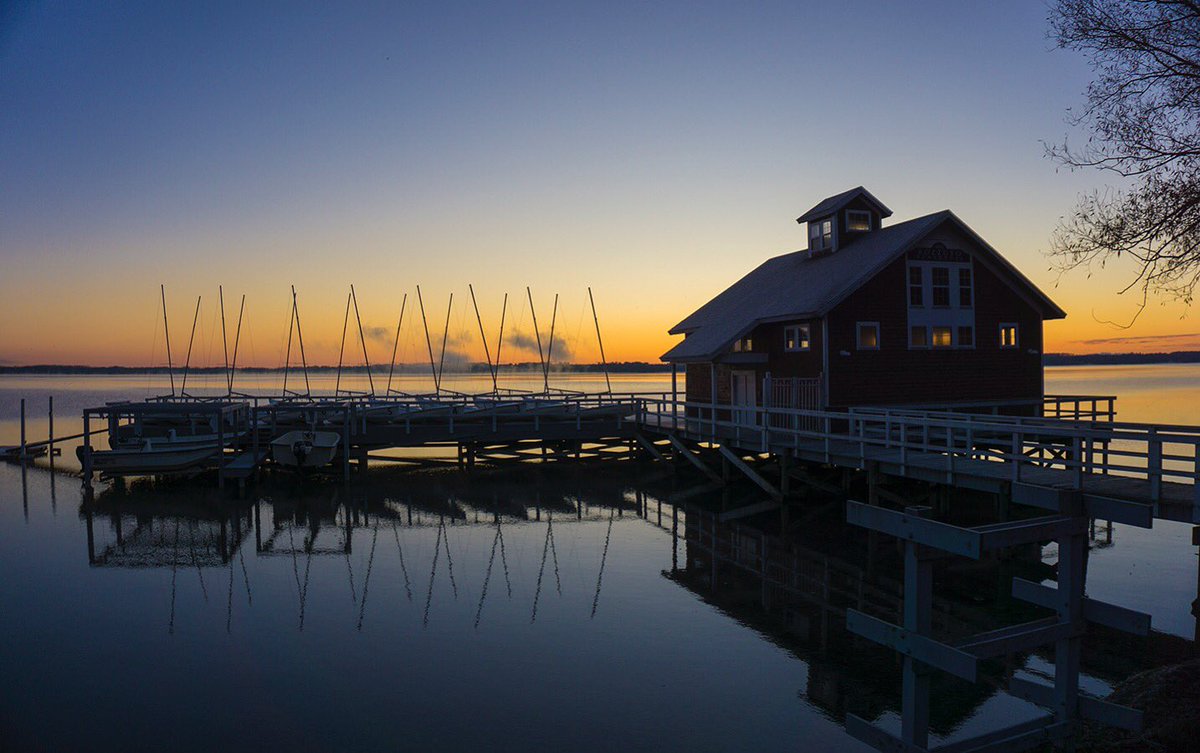 The sun rises over Bozzuto Boathouse 🌅 #hwscolleges