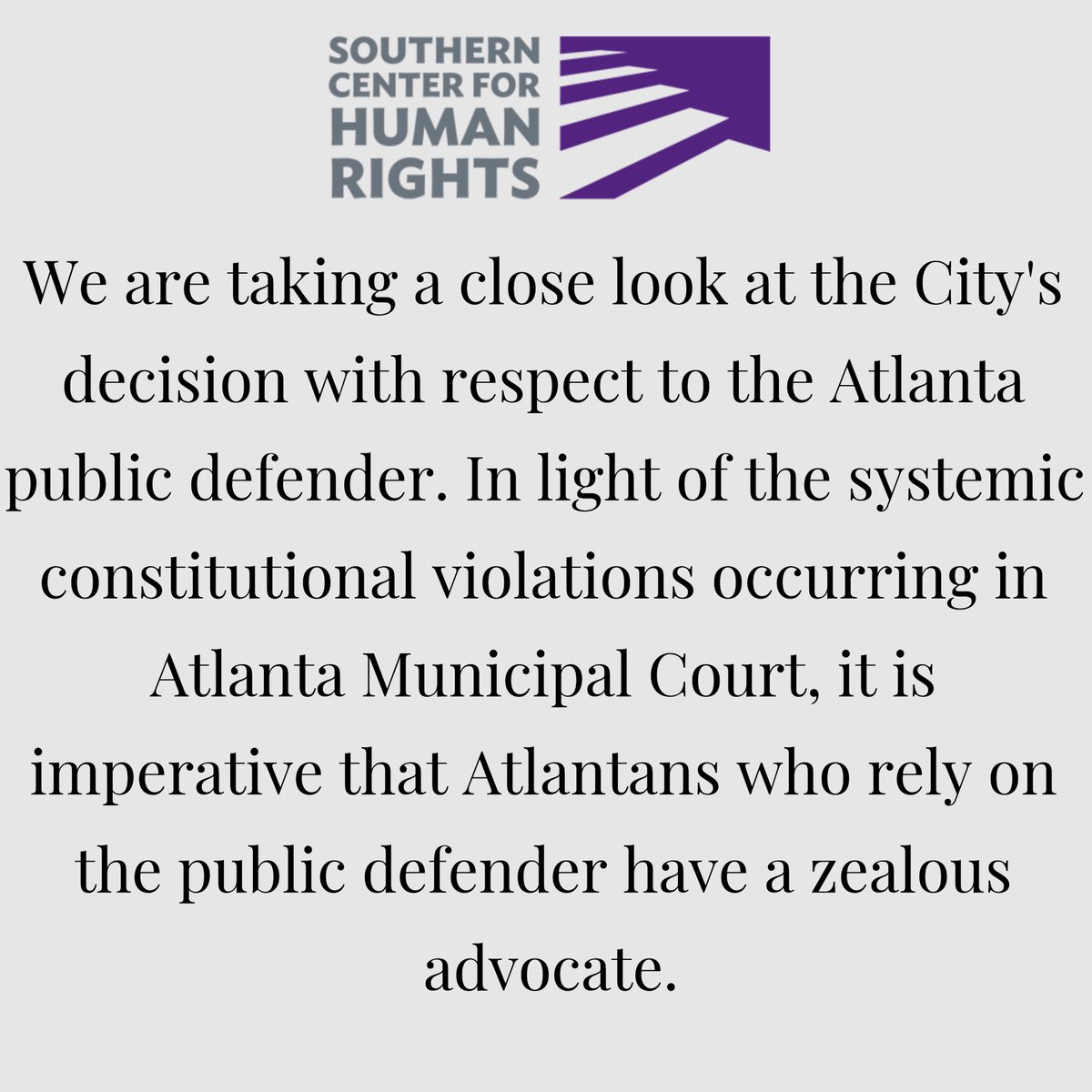 southerncenter's tweet photo. Mayor Kasim Reed has named a new public defender for Atlanta Municipal Court just a day after SCHR and Civil Rights Corps questioned the reasons for replacing the interim director of that office. Our statement: https://t.co/1jsBhKk4J9