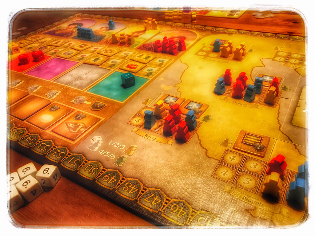 _JelleD's tweet photo. Signorie is so fun! Love 2 think about which die 2 take!Looking forward to playing more games from @WhatsYourGameEU https://t.co/NhmsBooF9Q
