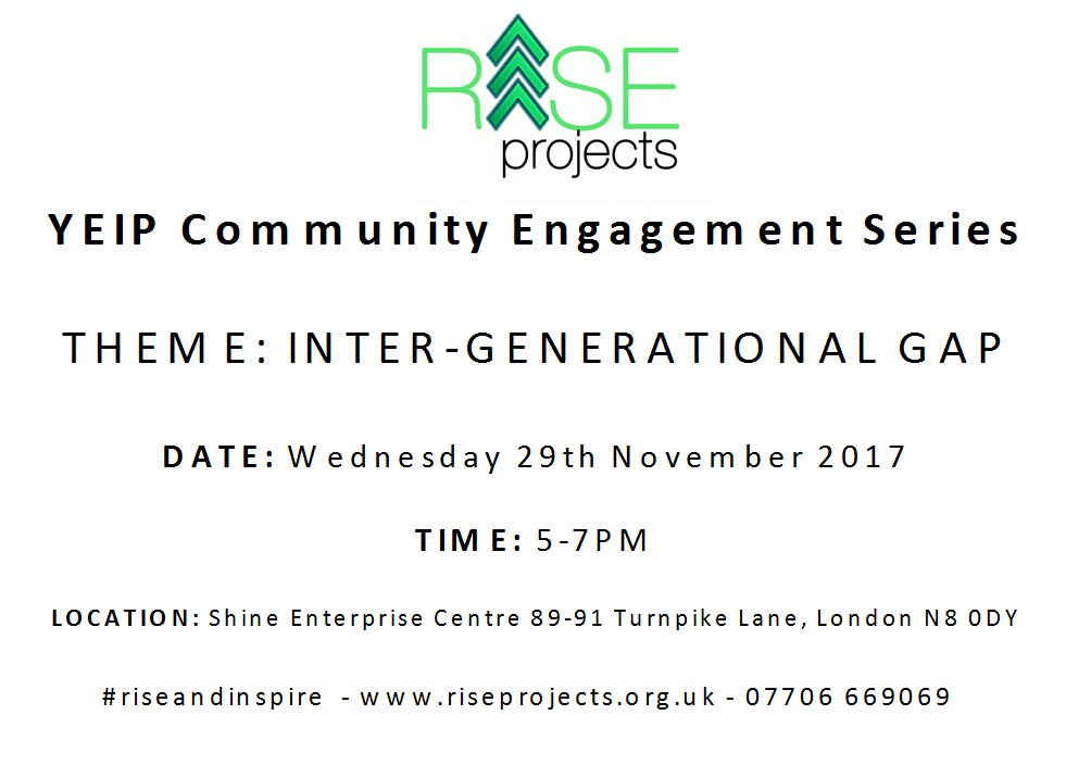 riseprojects_'s tweet photo. Join us for an open discussion on inter-generational gap. The aim is to develop a strategy that improves communication between young people and parents. #riseandinspire #haringey #london #mentoring #empowerment #space2shine #yeip https://t.co/ajWB7Azsfy