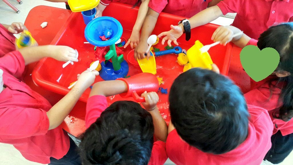 We can't get enough of our water center! Rich conversations about sharing, turn taking, passing objects, and asking nicely. Exploration, social development, science, and fine motor skills all at play!  #prek <a href="/Creativecurric/">creativecurriculum</a> <a href="/GEMS_ME/">GEMS Education</a>
