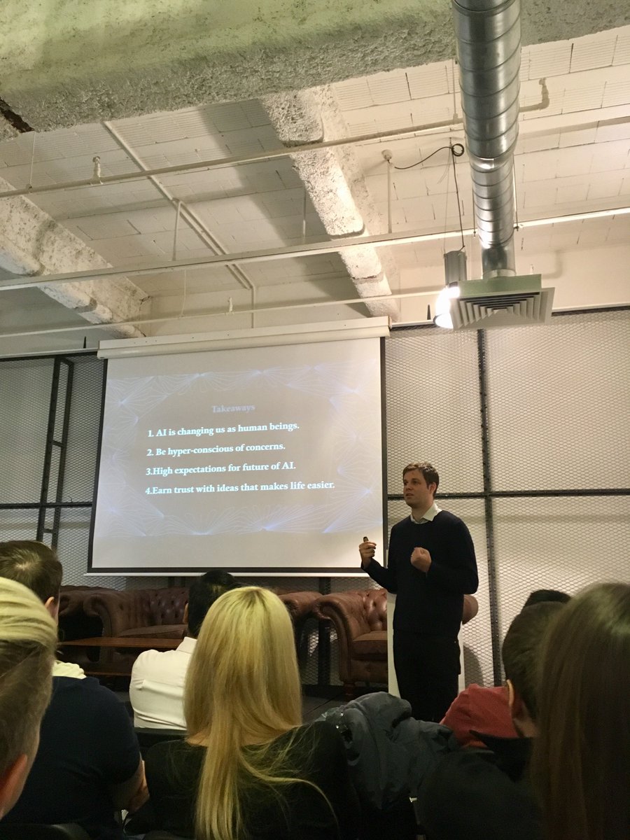 Digitas_UK's tweet photo. Super interesting talk today from @dmdlikes, sharing research on our automated lives. Personally I can't wait till the agency twitter is taken over by robots [bleep 🤖 bleep 🤖 bleep 🤖] #WebbyTalks https://t.co/ikMZk0mvgl