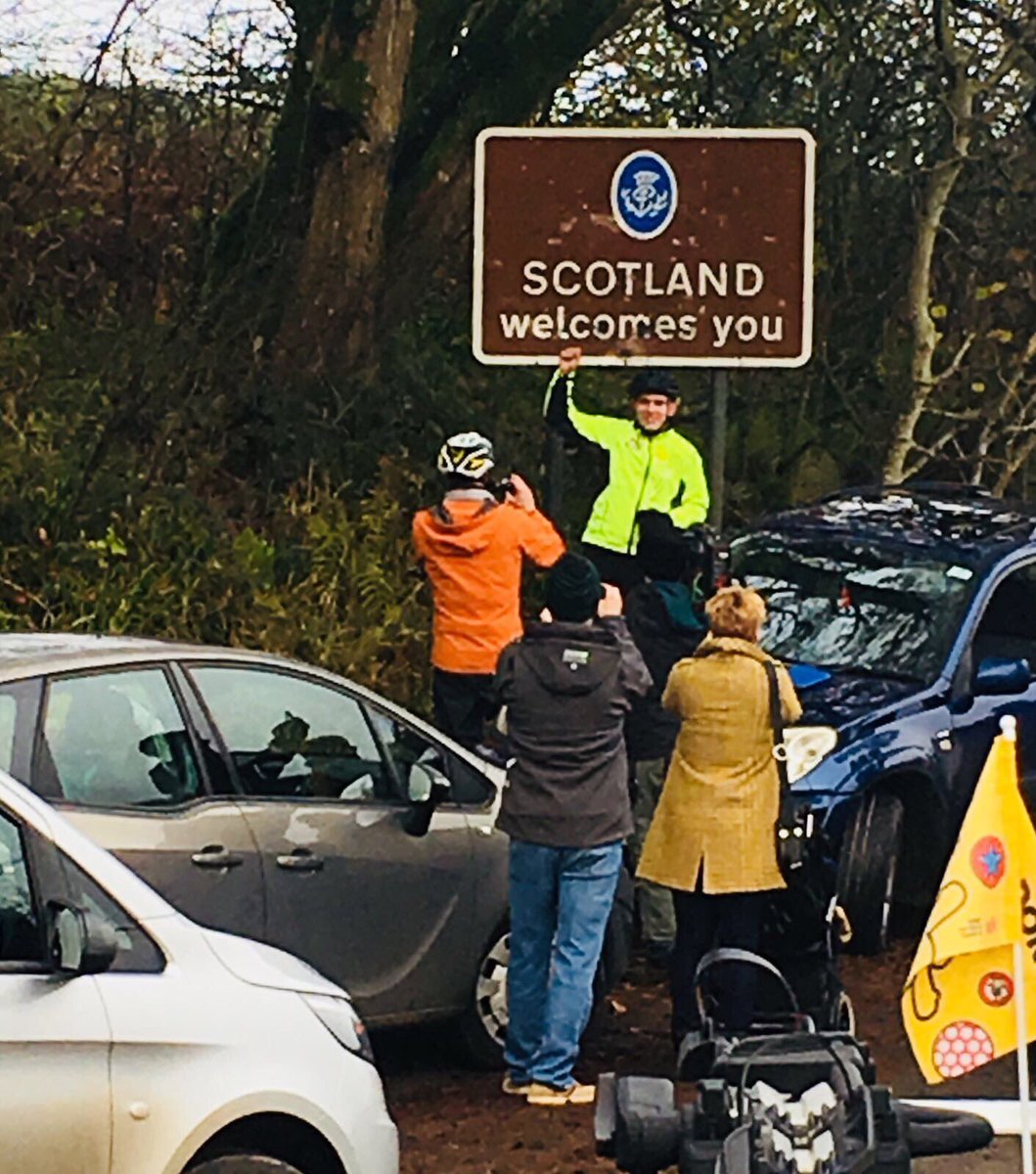 BBCTheOneShow's tweet photo. Well done #teamrickshaw 🙌 they’ve made it over the border 🎉🎉 been a long day so far and still got to make it to #hawick before the day ends https://t.co/3HMkCYC4Y2