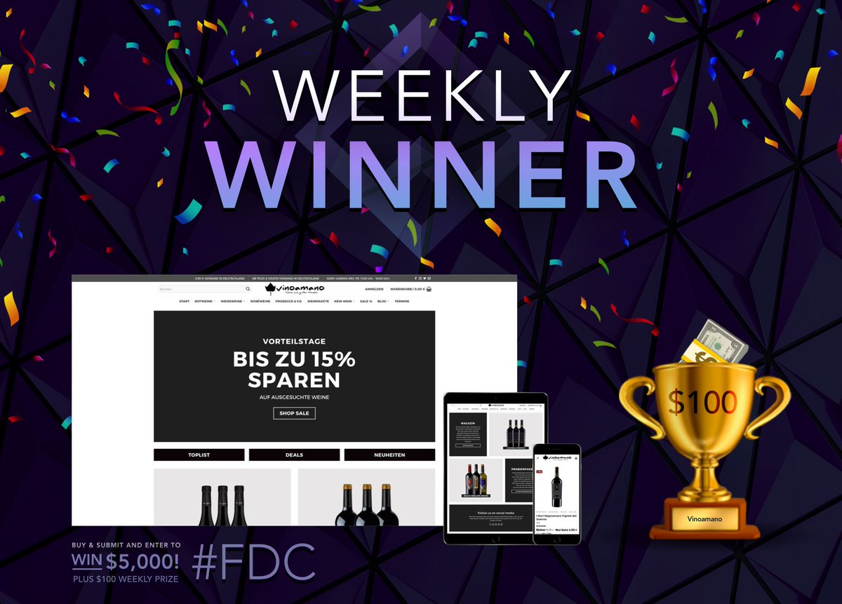 Congrats to Vinoamano (vinoamano.de) for winning our third weekly prize of $100 in the Flatsome Design Competition!  🎉🎉😍 #FDC 

Buy (bit.ly/flatsome3) &amp; submit your page to enter*: bit.ly/fdc-competition