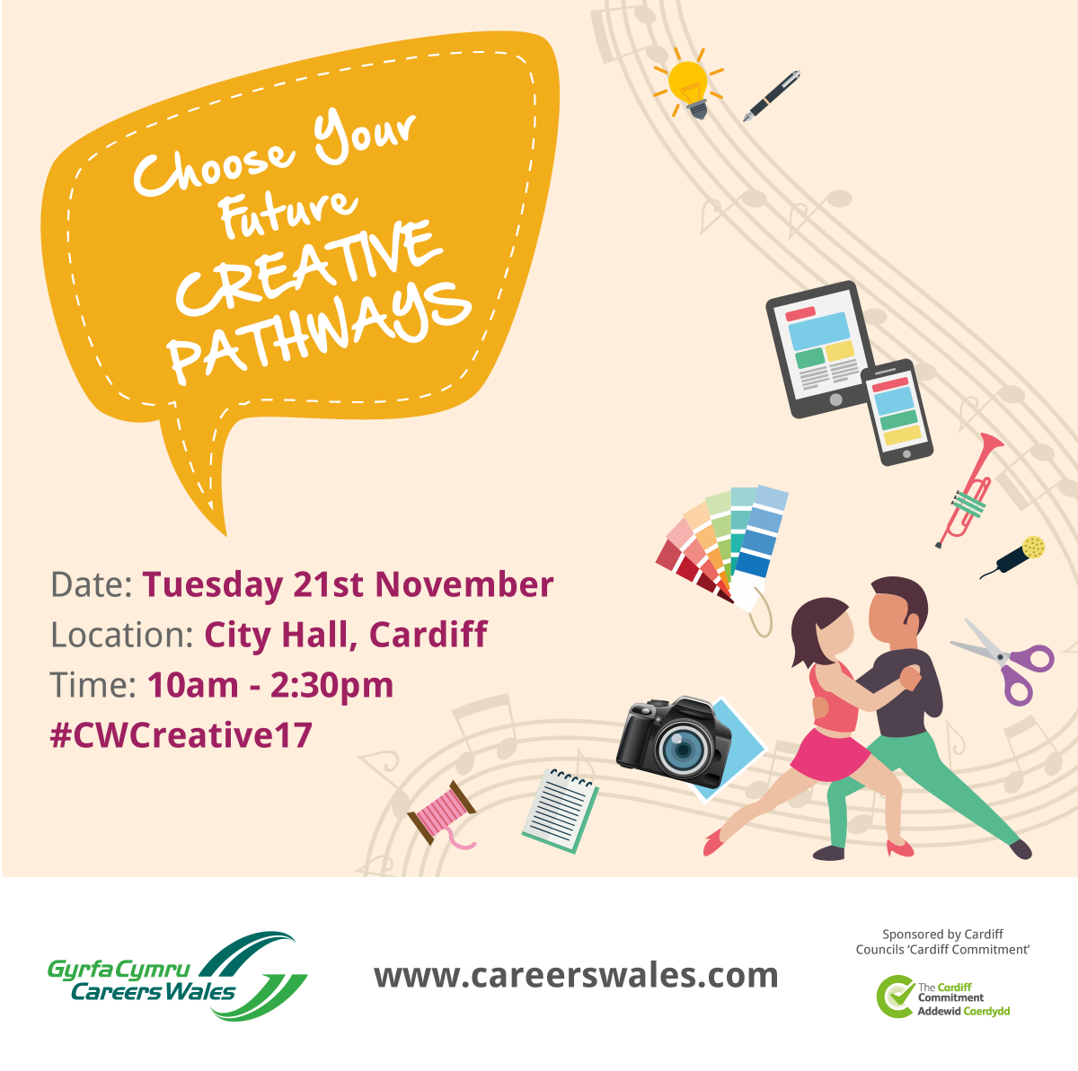 Are you aged 14-18 and interested in a career in the creative industries? Come to Cardiff 21st November to meet <a href="/BBCCYmruWales/">BBC Cymru Wales</a> <a href="/ITVWales/">ITV Wales News</a> <a href="/SgilCymru/">SgilWales/SkillWales</a> <a href="/rwcmd/">Royal Welsh College of Music & Drama</a> <a href="/AmgueddfaCymru/">Amgueddfa Cymru | Museum Wales</a> and more!