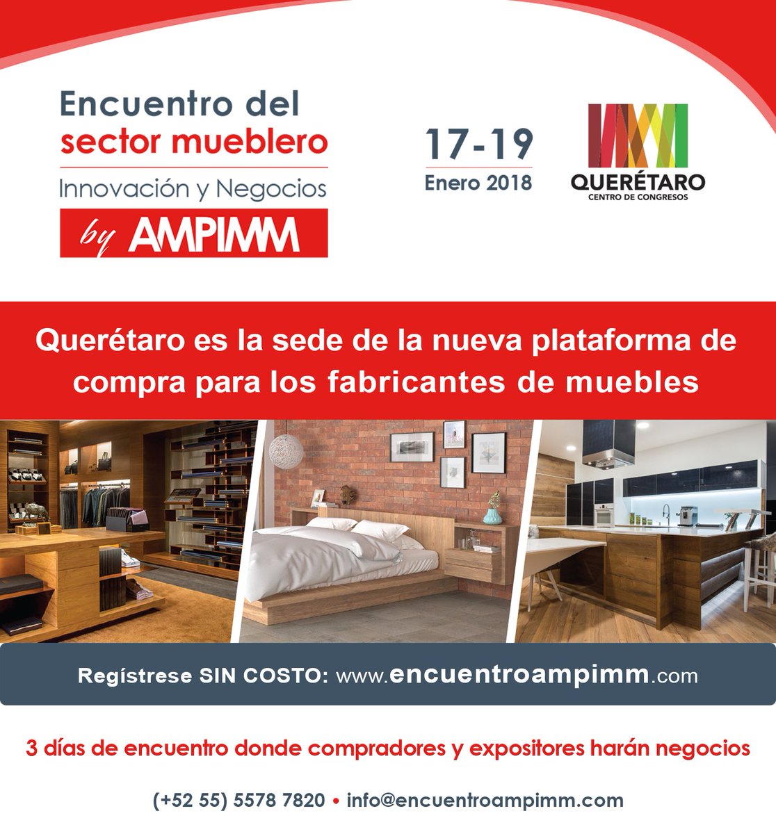 QCCmx's tweet photo. Del 17 al 19 de enero recibiremos en nuestras instalaciones al Encuentro del Sector Mueblero- AMPIMM. Regístrate y obtén tu acceso visitando: https://t.co/meEjcHpYjE
#QCC https://t.co/yDdtkDe5jG