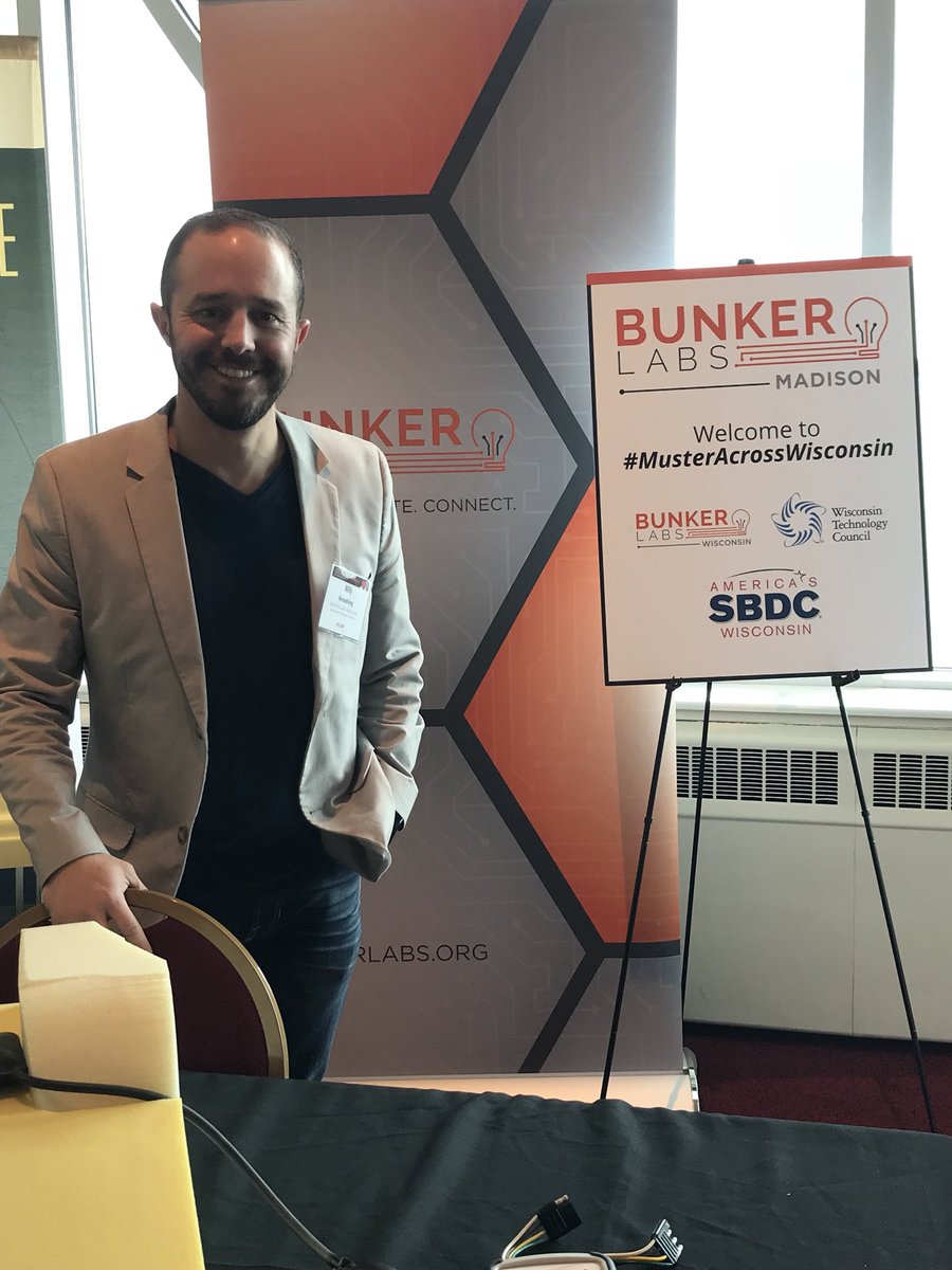 BunkerLabsMSN's tweet photo. Check out @LightsOnTester, @TekNekPillow &amp; #military #veteran #entrepreneur @BillyKesselring at the @BunkerLabsWI #ESSWI booth! 👀 Look for our companies, including: #FastForwardForensics, @StimmiApp, @Tailored_Care, @NorthernStarFir, @TorqLabs, et. al. https://t.co/CeJsx4fJGs