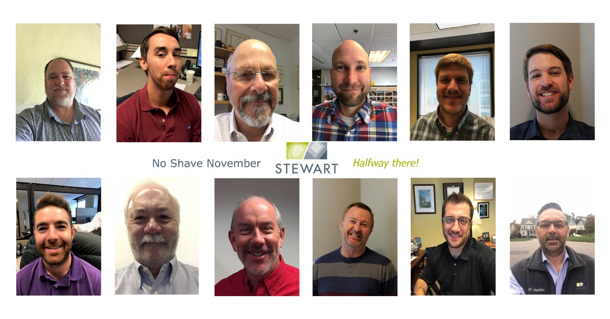 StewartInc's tweet image. Halfway update! Remember, if you're interested in donating toward a great cause (and allowing us to see our Executive Leadership Team in mutton chops), donate here: no-shave.org/member/Stewart… #NoShaveNovember