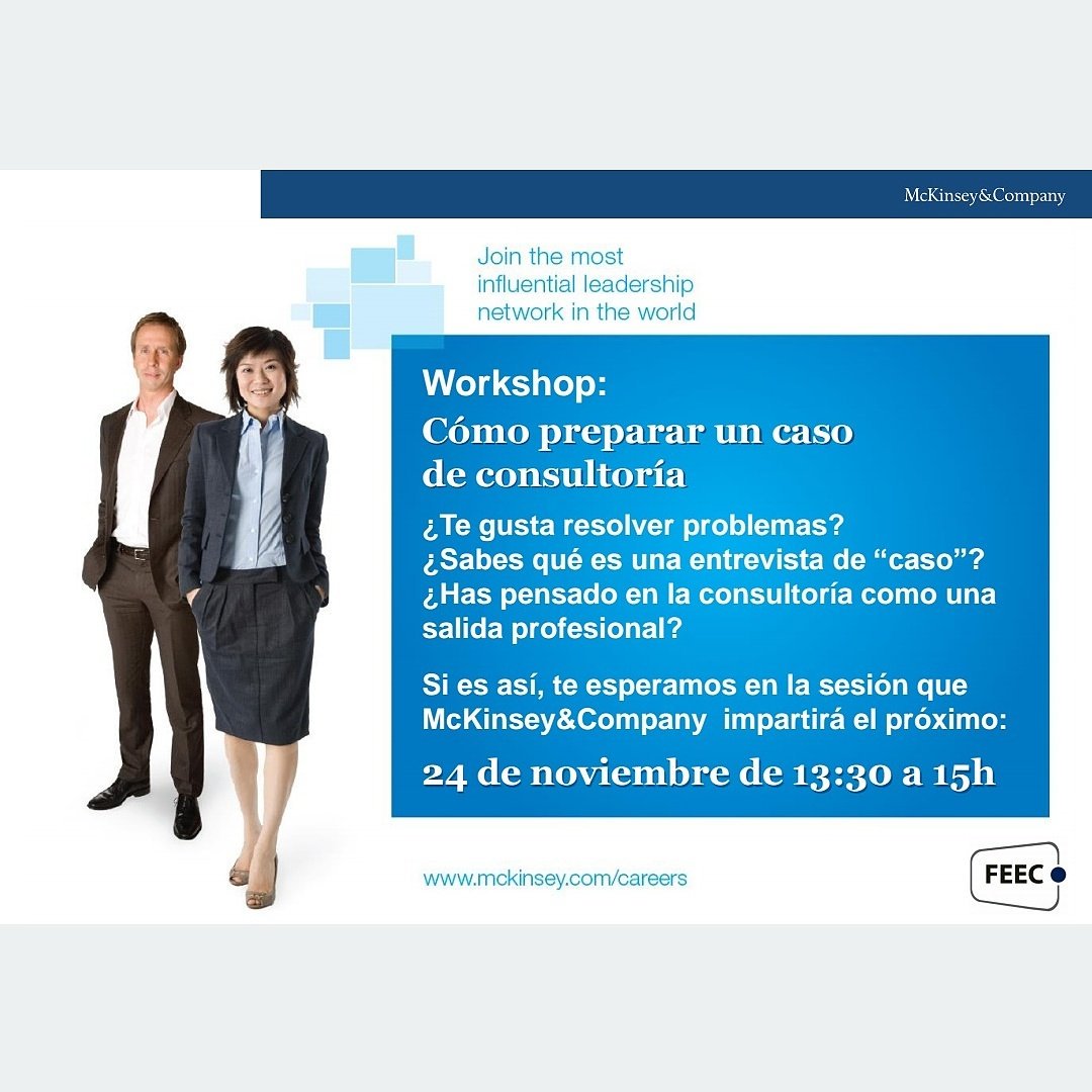 FEECaminos's tweet photo. El próximo VIERNES, McKinsey vendrá a dar una charla sobre la consultoría estratégica. APÚNTATE en: https://t.co/sNP9N6cAOV https://t.co/yrXivcHUVD